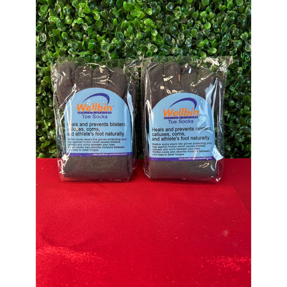 6 Pairs Wellbin Toe Socks Medium - Gray Five Finger Athletic Sock Bundle NWT
